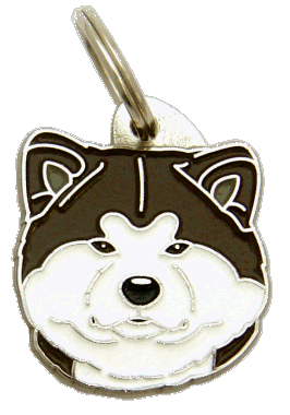 Akita inu branco tigrado <br> (placa de identificação para cães, Gravado incluído)